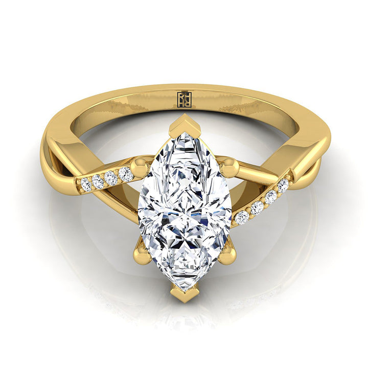 Athena Select Criss Cross Bypass Twist Marquise Lab Diamond Engagement Ring in 18K Yellow Gold | RockHer