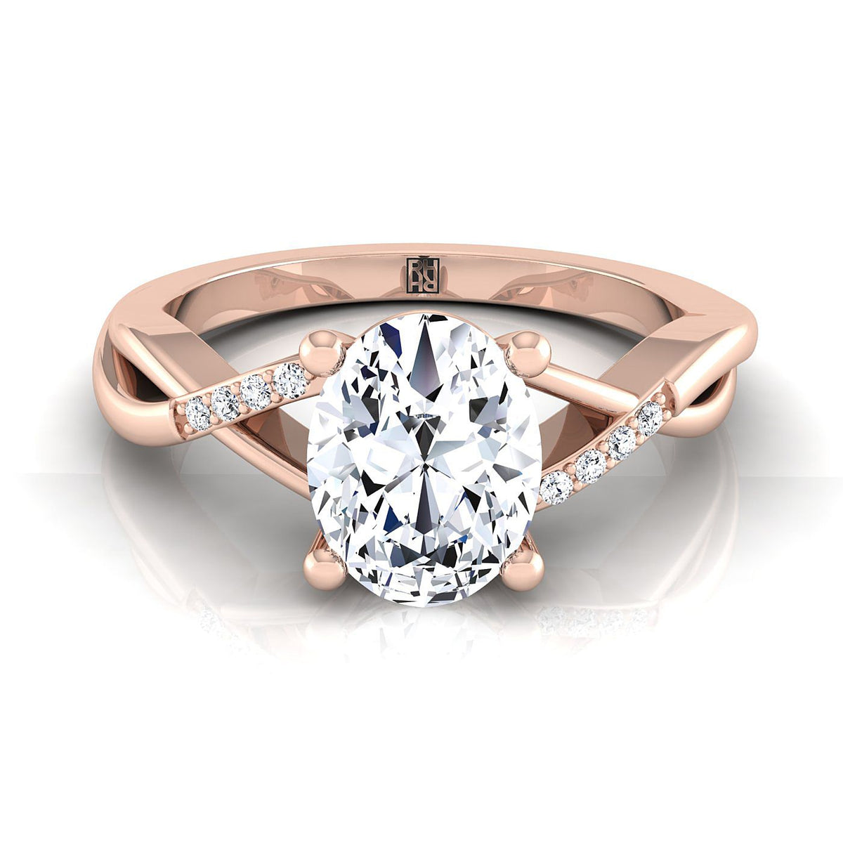 The Athena oval engagement ring setting in 14K Rose Gold | RockHer