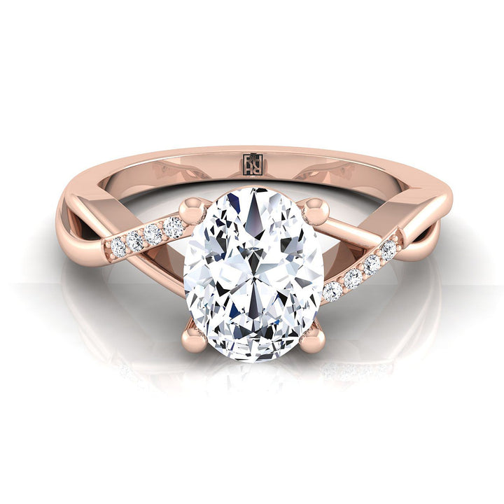 Criss Cross Bypass Twist Oval, in 14K Rose Gold, prong setting | RockHer