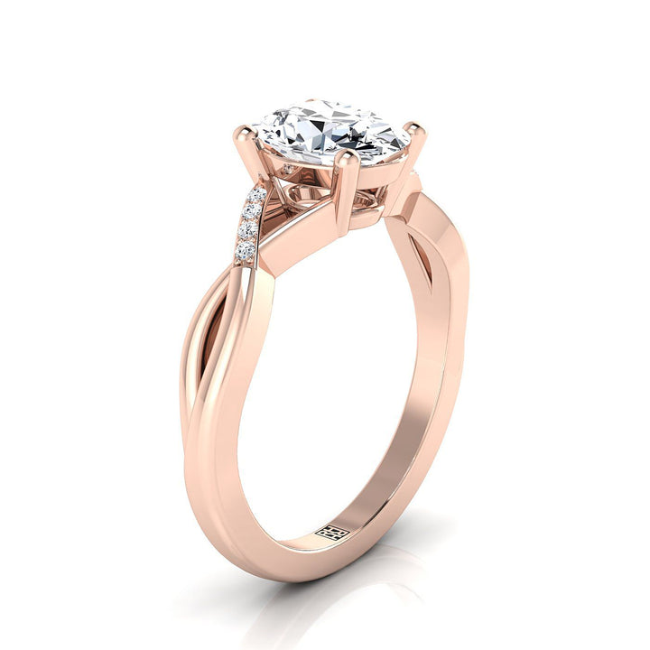 The Athena Select Pavé Engagement Ring with Lab Diamond in 14K Rose Gold - view 2