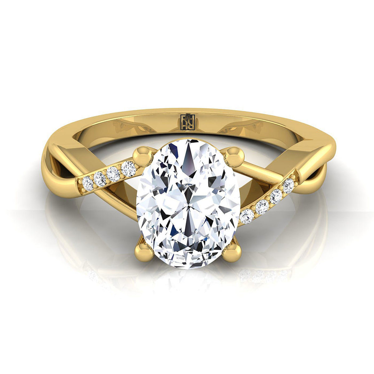 The Athena oval engagement ring setting in 18K Yellow Gold | RockHer