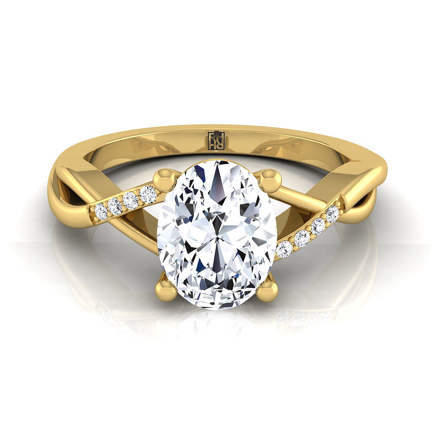 The Athena Select Pavé Engagement Ring with Lab Diamond in 18K Yellow Gold - view 1