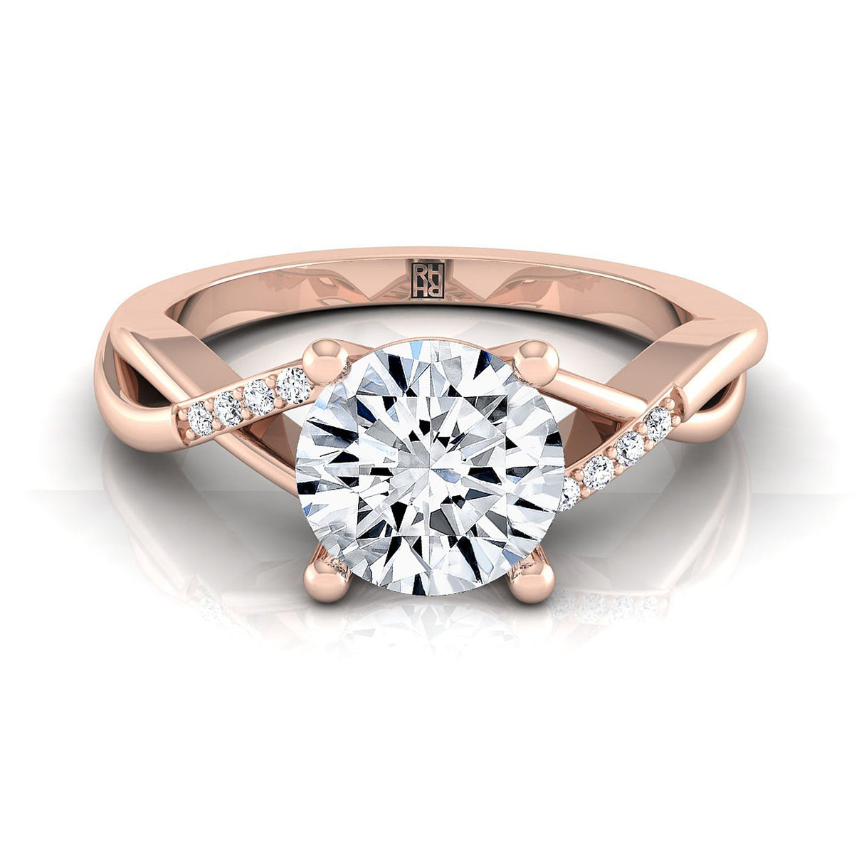 The Athena round engagement ring setting in 14K Rose Gold | RockHer