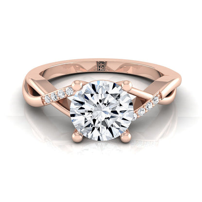 Round Brilliant, Criss Cross Bypass Twist, in 14K Rose Gold, prong setting | RockHer
