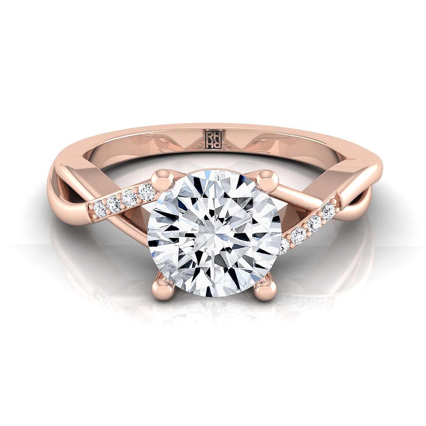 The Athena Select Pavé Engagement Ring with Lab Diamond in 14K Rose Gold - view 1