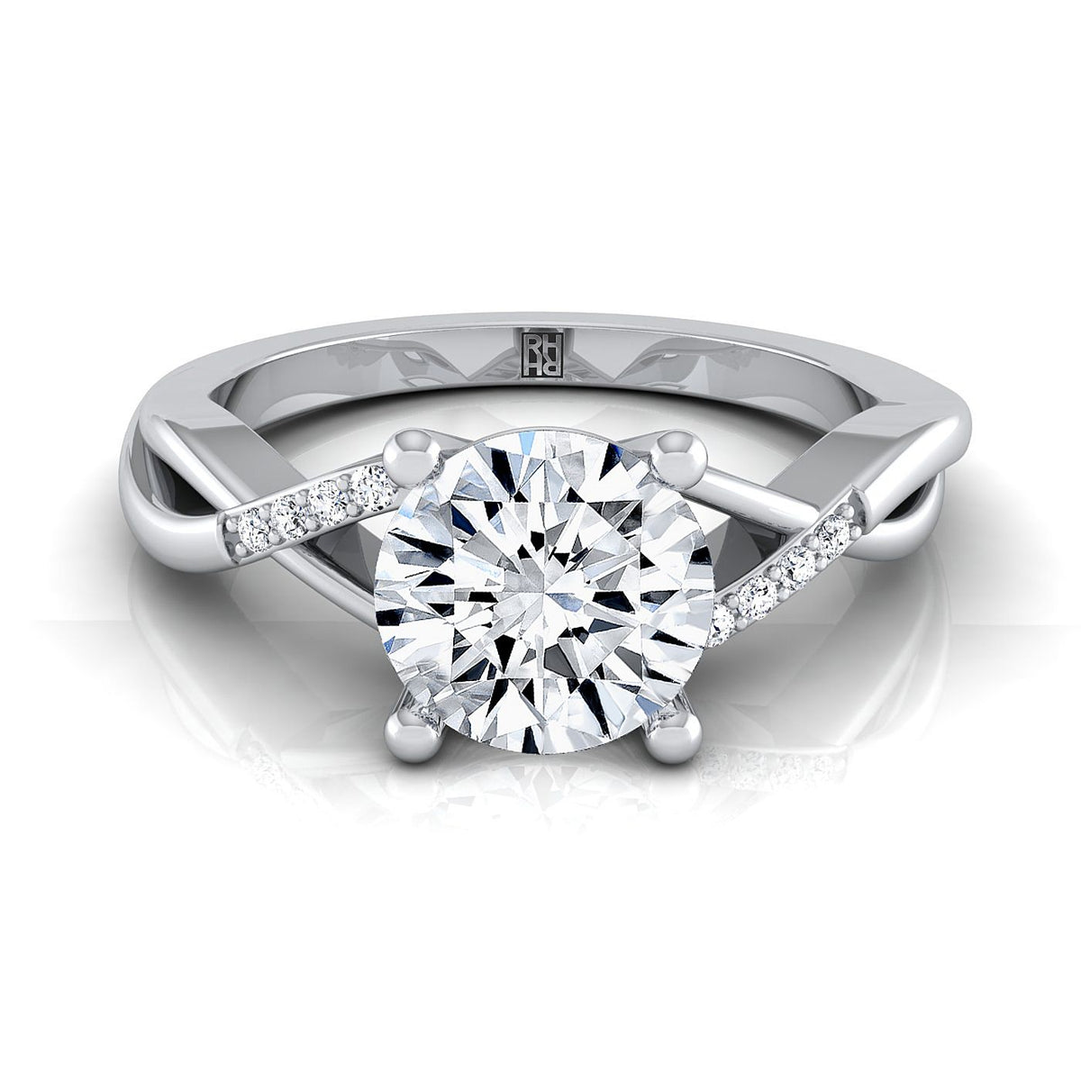 The Athena round engagement ring setting in 18K White Gold | RockHer