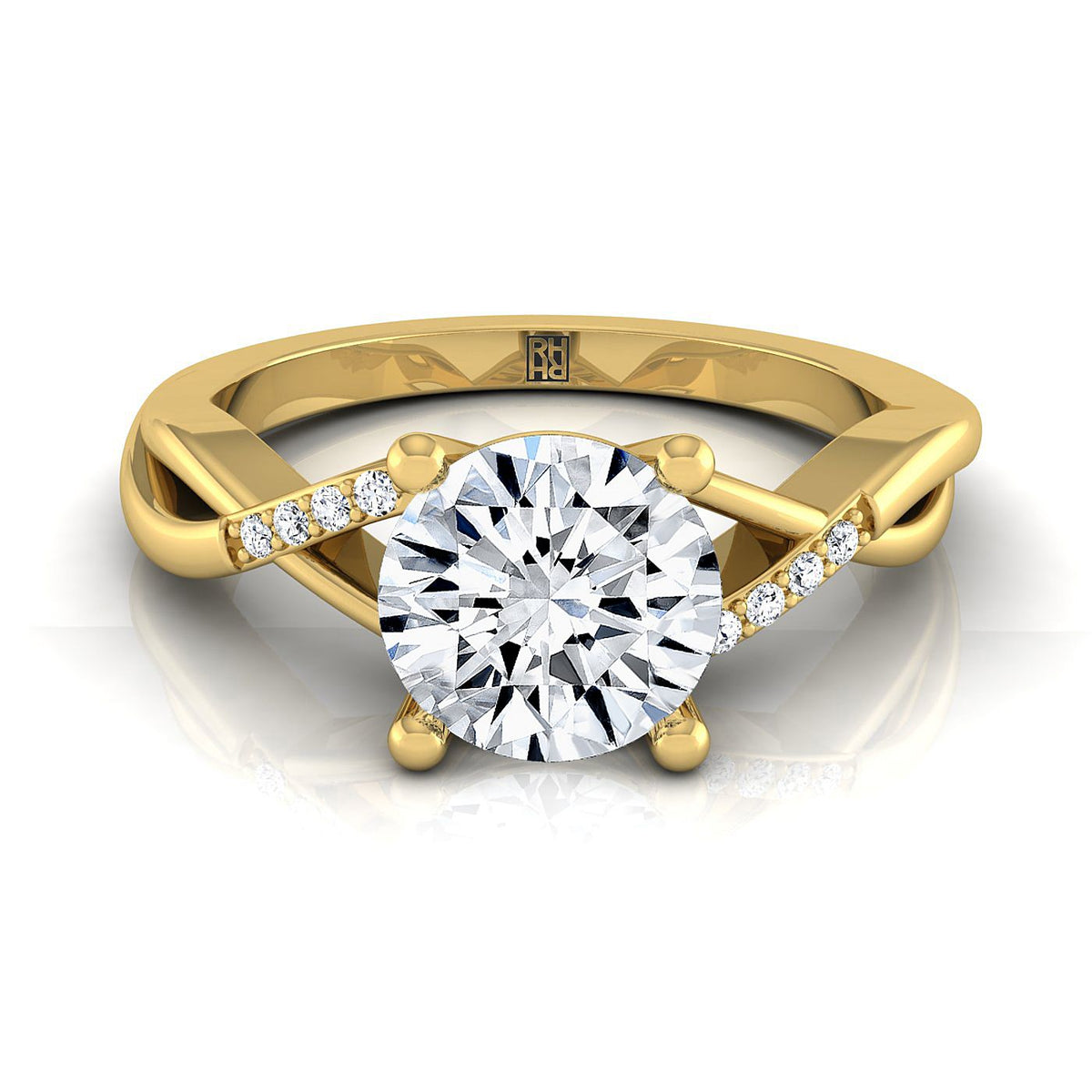 The Athena round engagement ring setting in 18K Yellow Gold | RockHer