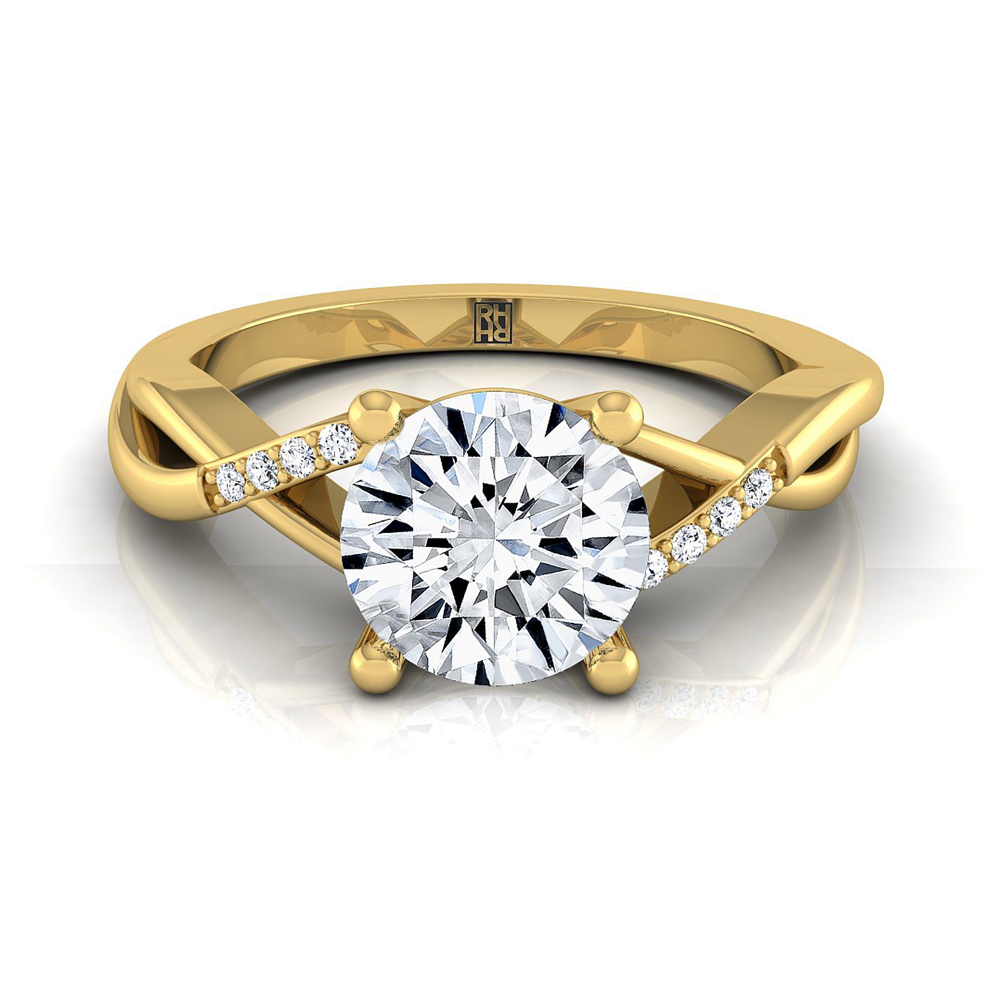 The Athena Select Pavé Engagement Ring with Lab Diamond in 18K Yellow Gold - view 1