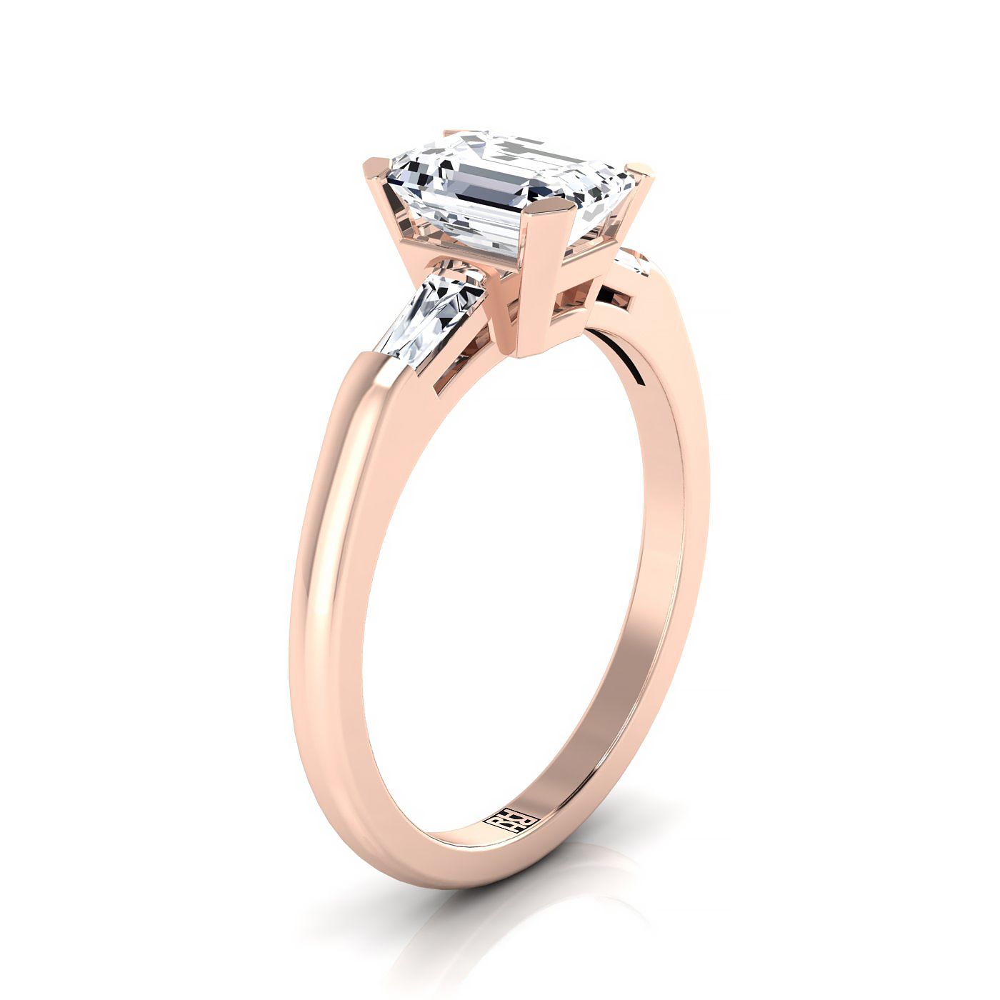 RockHer atelier photo of The Caroline emerald engagement ring setting in 14K Rose Gold