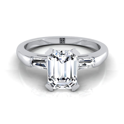 European Cut, Tapered Baguette Three Stone Emerald, in Platinum – view 8 | RockHer