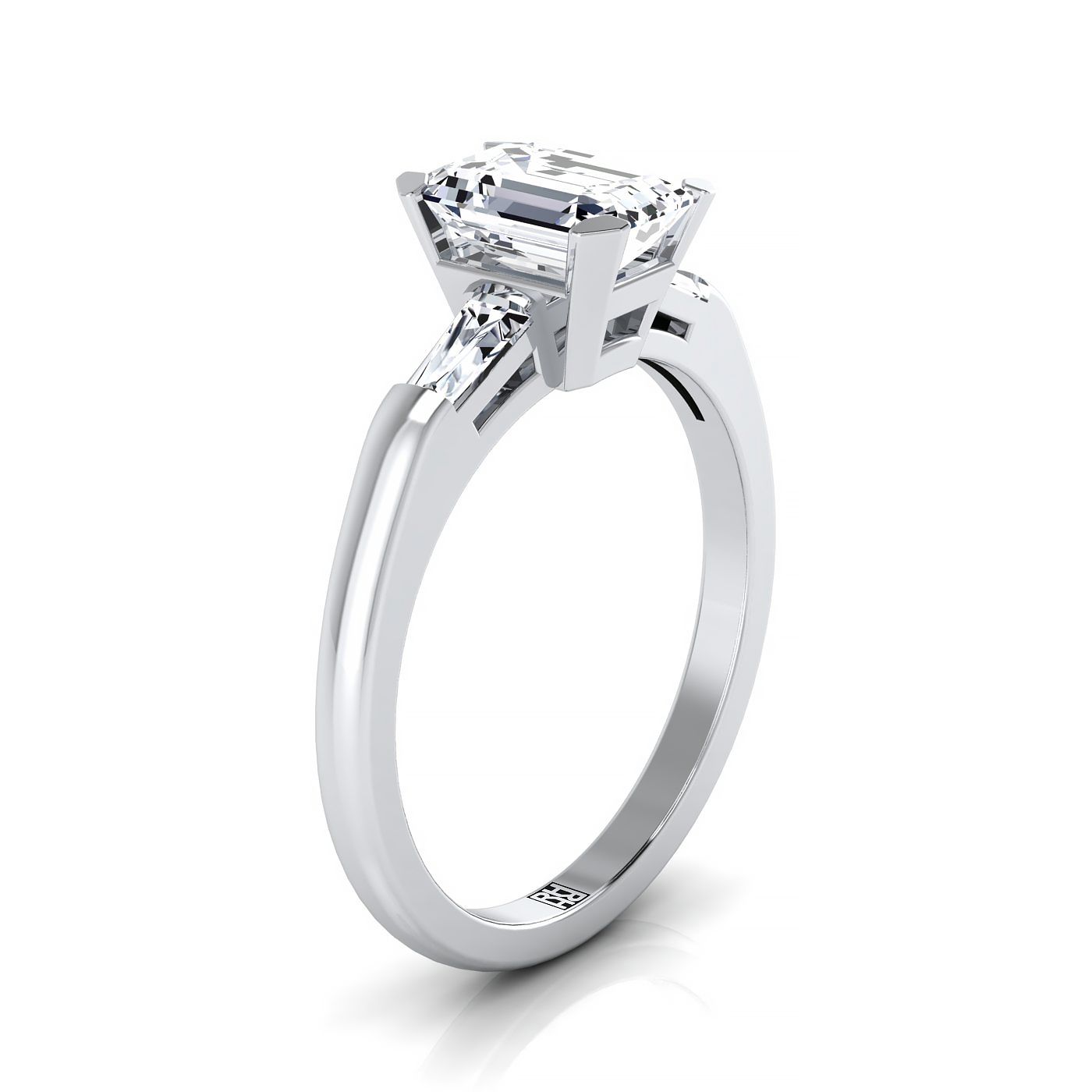 RockHer atelier photo of The Caroline emerald engagement ring setting in Platinum