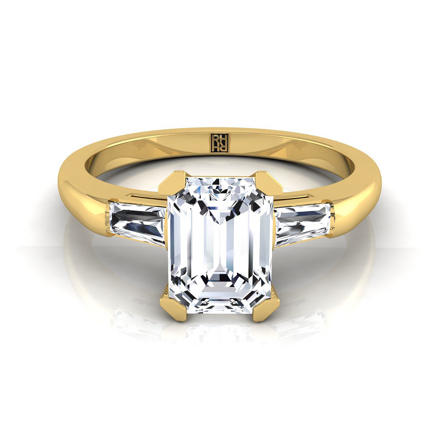 The Caroline Select Three Stone Engagement Ring with Lab Diamond in 18K Yellow Gold - view 1