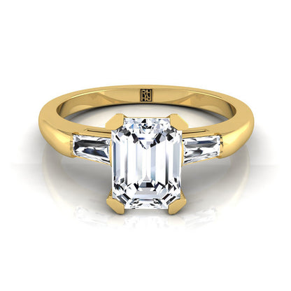 The Caroline Select Three Stone Engagement Ring with Lab Diamond in 18K Yellow Gold - view 1