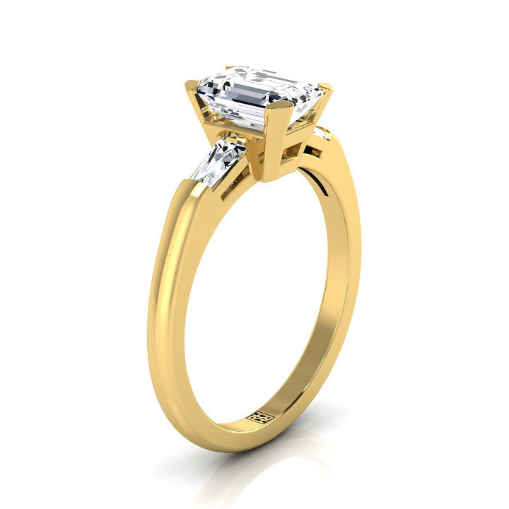 The Caroline Select Three Stone Engagement Ring with Lab Diamond in 18K Yellow Gold - view 2
