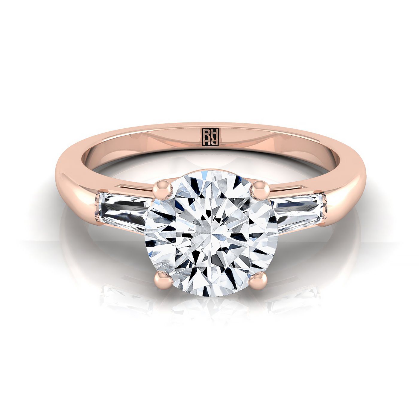 The Caroline Select Three Stone Engagement Ring with Lab Diamond in 14K Rose Gold - view 1