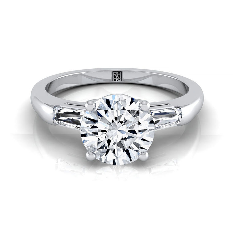 The Caroline Select Three Stone Round Lab Diamond Engagement Ring in Platinum