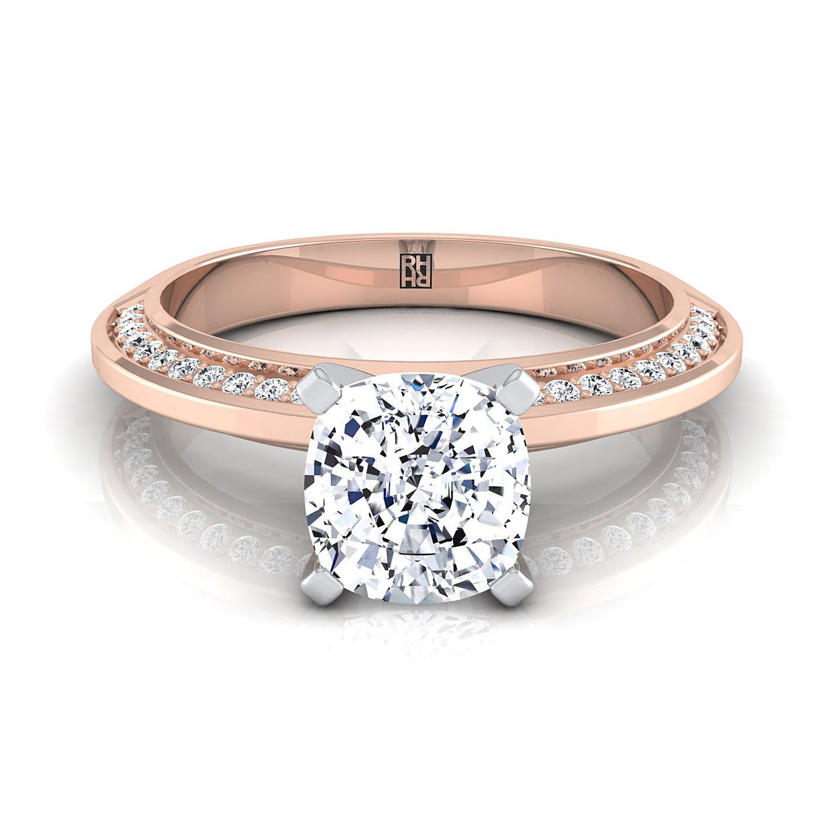 The Clover cushion engagement ring setting in 14K Rose Gold | RockHer