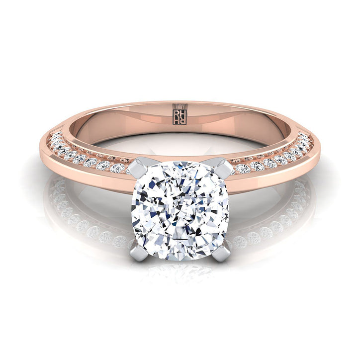 Knife Edge Micro-Pavé Cushion, in 14K Rose Gold, pave setting | RockHer