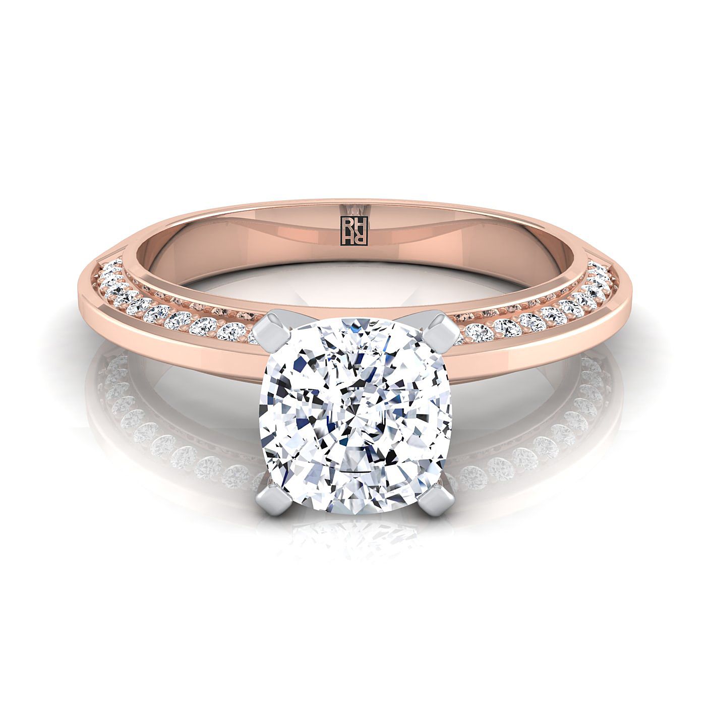 The Clover Select Pavé Engagement Ring with Lab Diamond in 14K Rose Gold - view 1