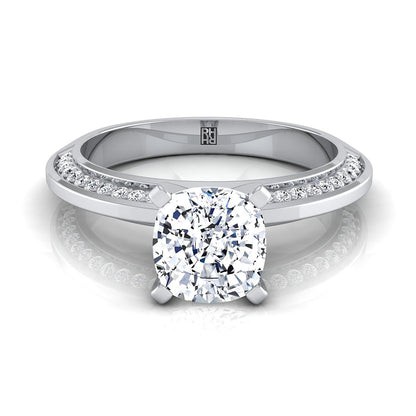 Knife Edge Micro-Pavé Cushion, in 18K White Gold | RockHer