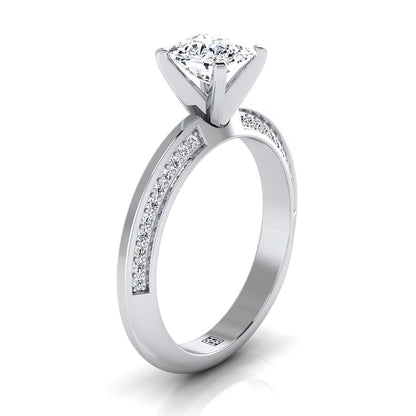 RockHer atelier photo of The Clover cushion engagement ring setting in 18K White Gold