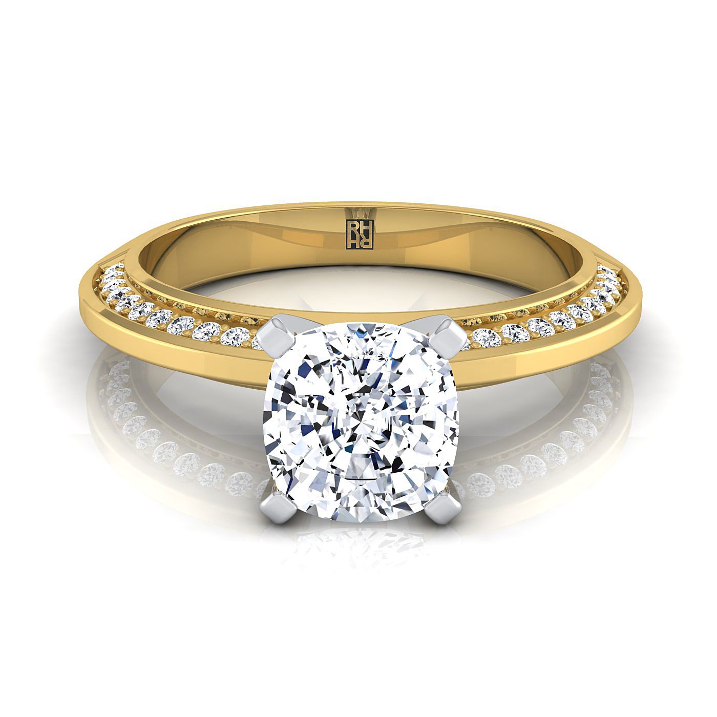 The Clover Select Pavé Engagement Ring with Lab Diamond in 18K Yellow Gold - view 1