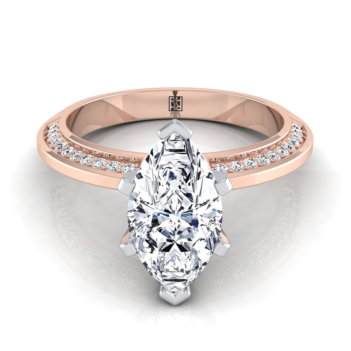 The Clover Select Pavé Engagement Ring with Lab Diamond in 14K Rose Gold - view 1