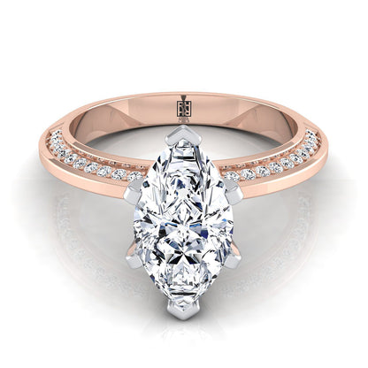 The Clover Select Pavé Engagement Ring with Lab Diamond in 14K Rose Gold - view 1