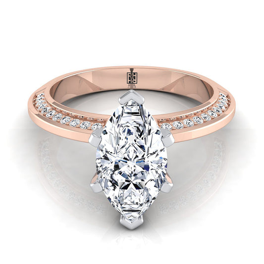The Clover Select Pavé Engagement Ring with Lab Diamond in 14K Rose Gold - view 1