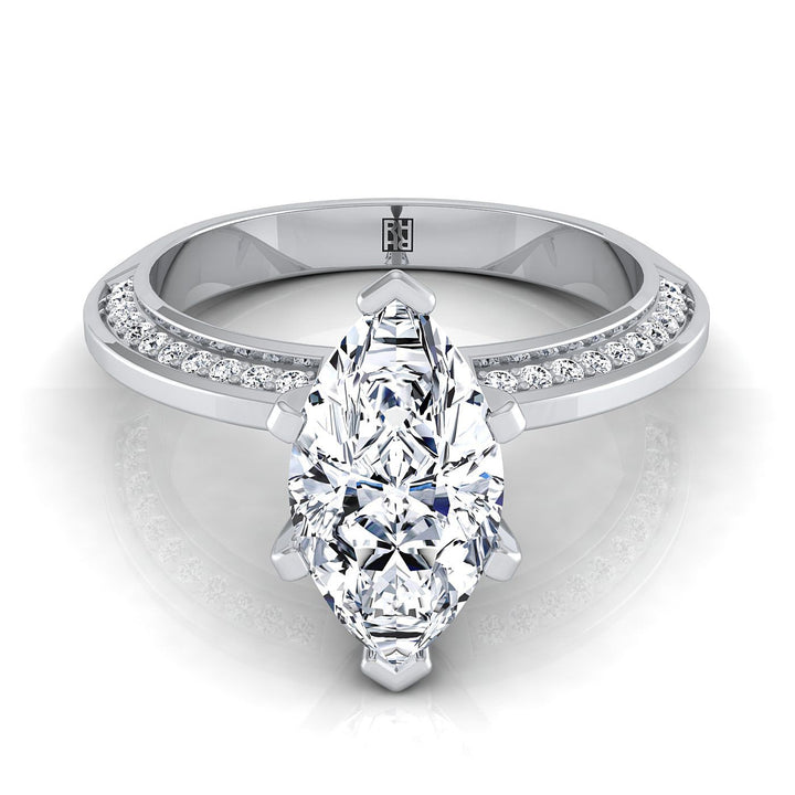 Knife Edge Micro-Pavé Marquise, in 18K White Gold | RockHer