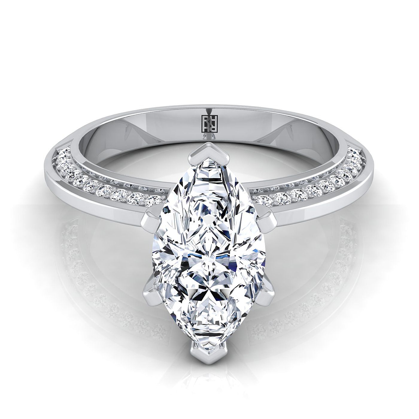 The Clover Select Pavé Engagement Ring with Lab Diamond in 18K White Gold - view 1