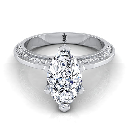 The Clover Select Pavé Engagement Ring with Lab Diamond in 18K White Gold - view 1