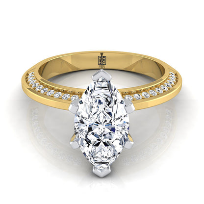 Knife Edge Micro-Pavé Marquise, in 18K Yellow Gold | RockHer