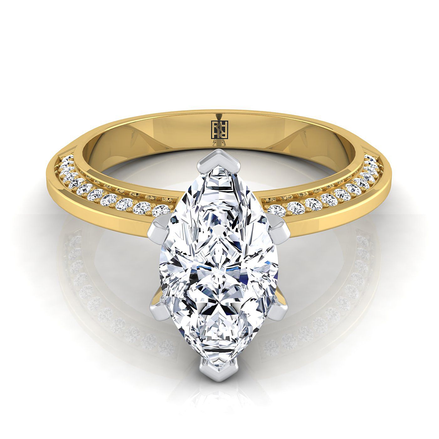 The Clover Select Pavé Engagement Ring with Lab Diamond in 18K Yellow Gold - view 1