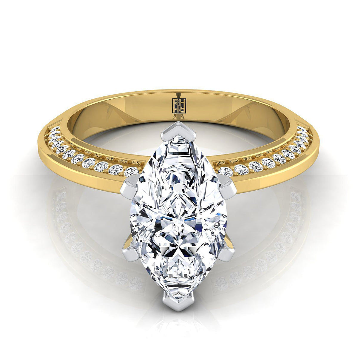 The Clover marquise engagement ring setting in 18K Yellow Gold | RockHer