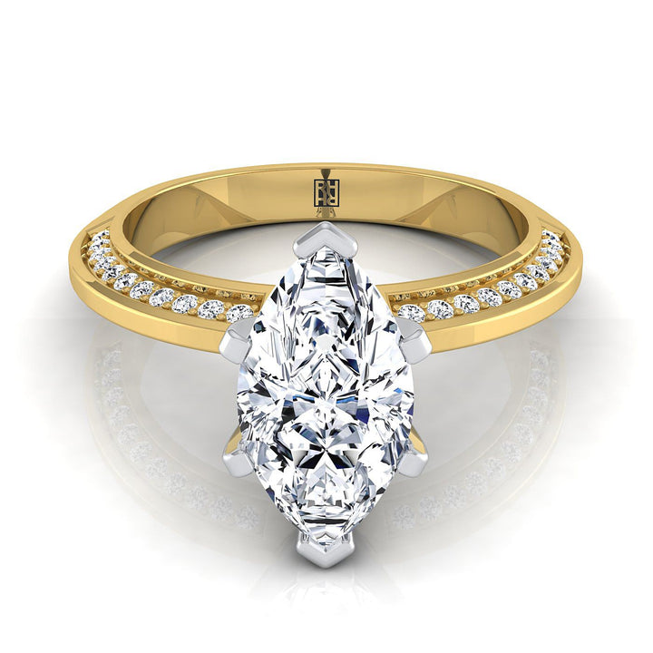 The Clover Select Pavé Engagement Ring with Lab Diamond in 18K Yellow Gold - view 1