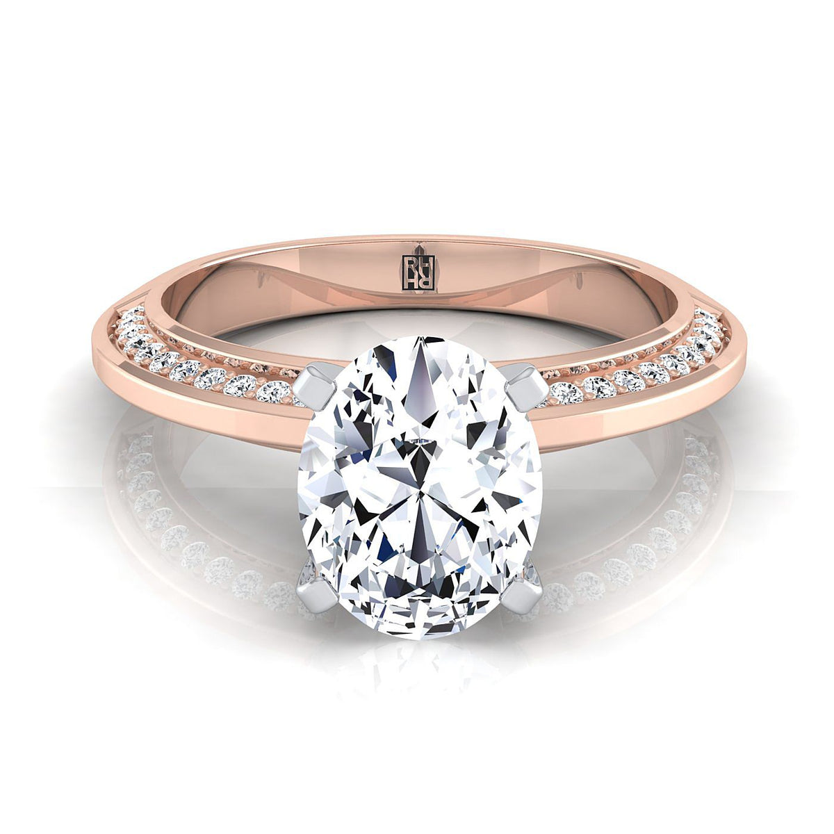 The Clover oval engagement ring setting in 14K Rose Gold | RockHer