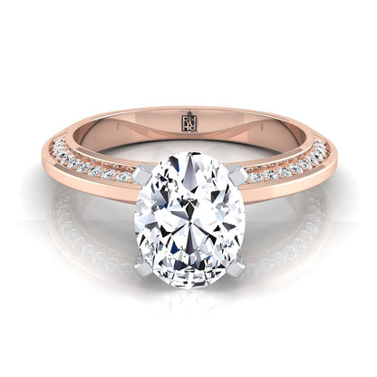 Knife Edge Micro-Pavé Oval, in 14K Rose Gold, pave setting | RockHer