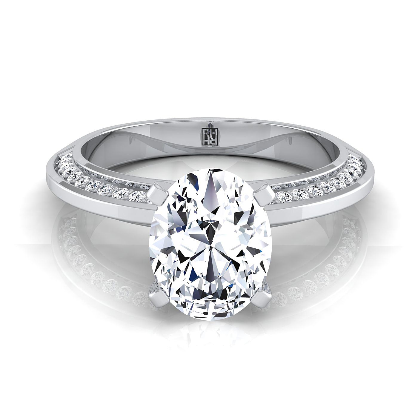 The Clover Select Pavé Engagement Ring with Lab Diamond in 18K White Gold - view 1