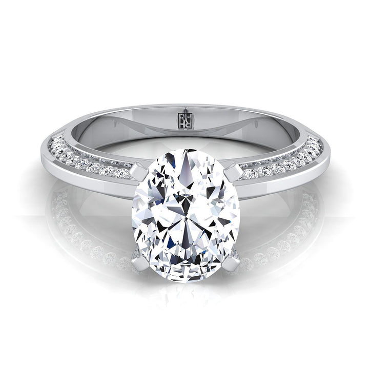 Knife Edge Micro-Pavé Oval, in 18K White Gold | RockHer