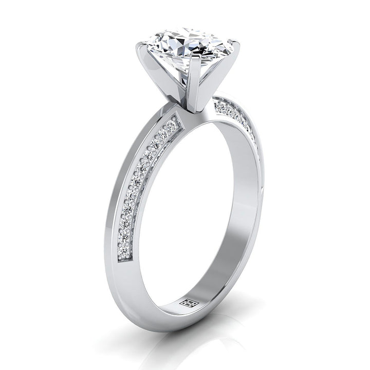 The Clover Select Pavé Engagement Ring with Lab Diamond in 18K White Gold - view 2