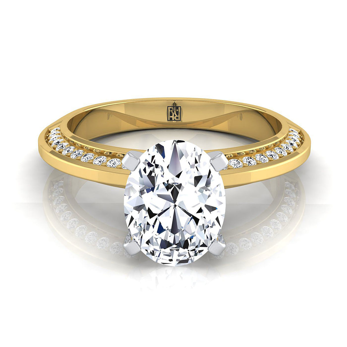 The Clover oval engagement ring setting in 18K Yellow Gold | RockHer