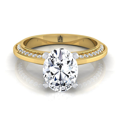 Knife Edge Micro-Pavé Oval, in 18K Yellow Gold | RockHer