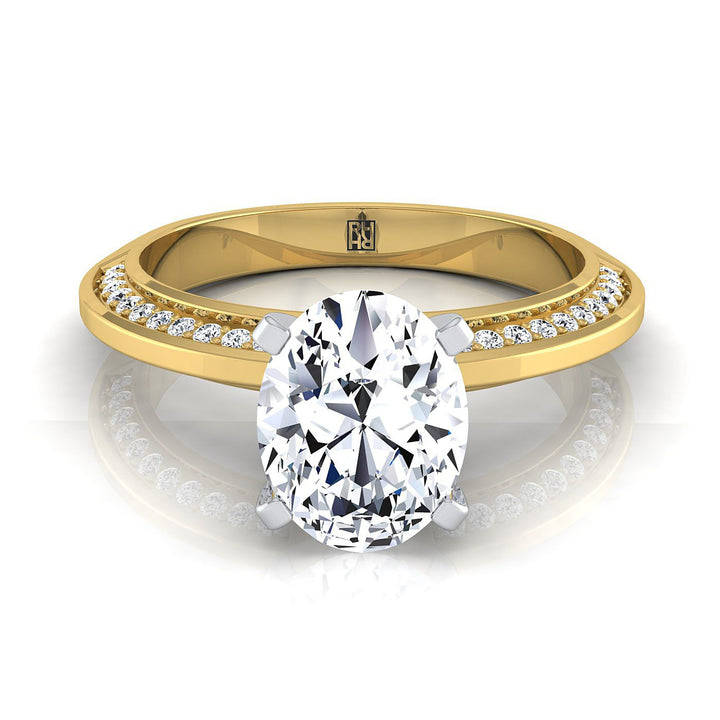 Knife Edge Micro-Pavé Oval, in 18K Yellow Gold | RockHer