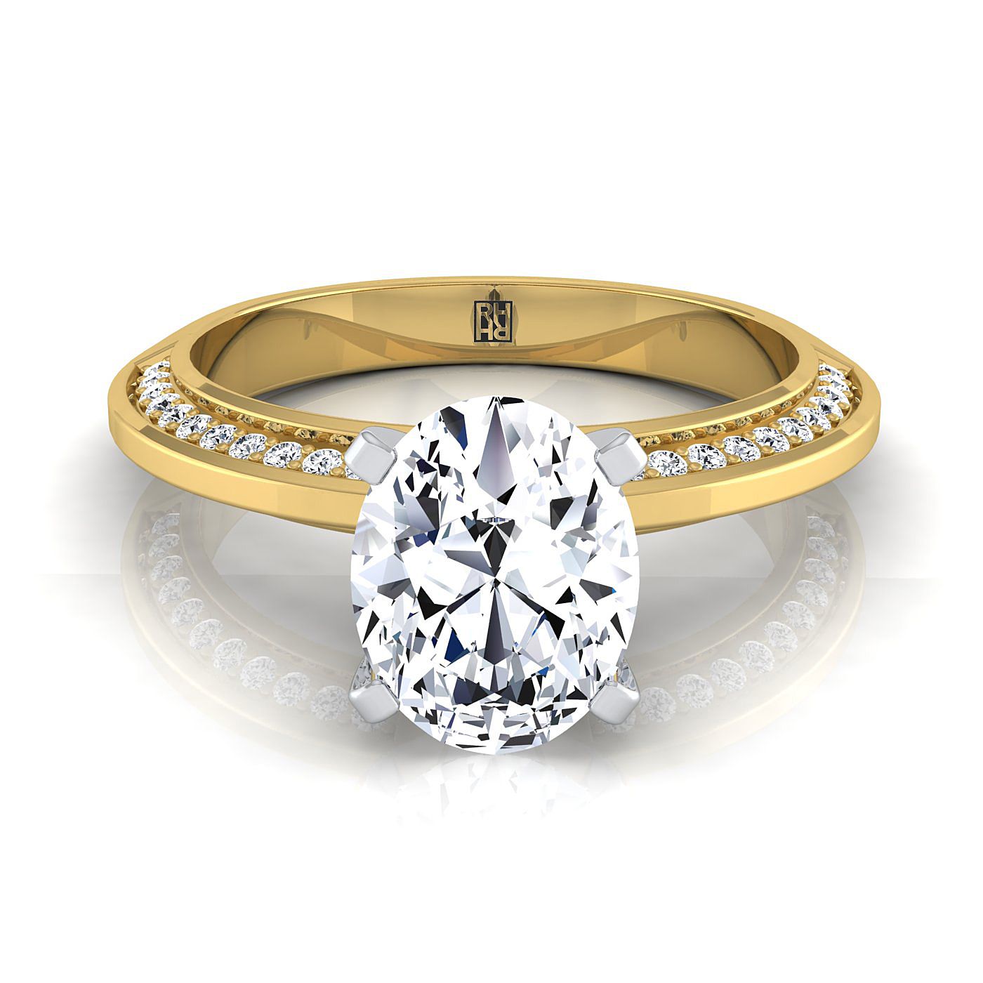The Clover Select Pavé Engagement Ring with Lab Diamond in 18K Yellow Gold - view 1
