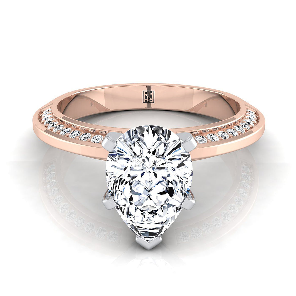 The Clover pear engagement ring setting in 14K Rose Gold | RockHer