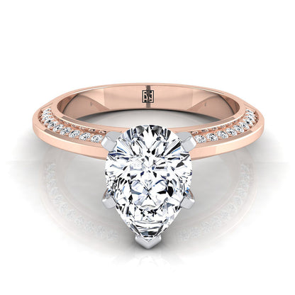 Knife Edge Micro-Pavé Pear Shape, in 14K Rose Gold, pave setting | RockHer