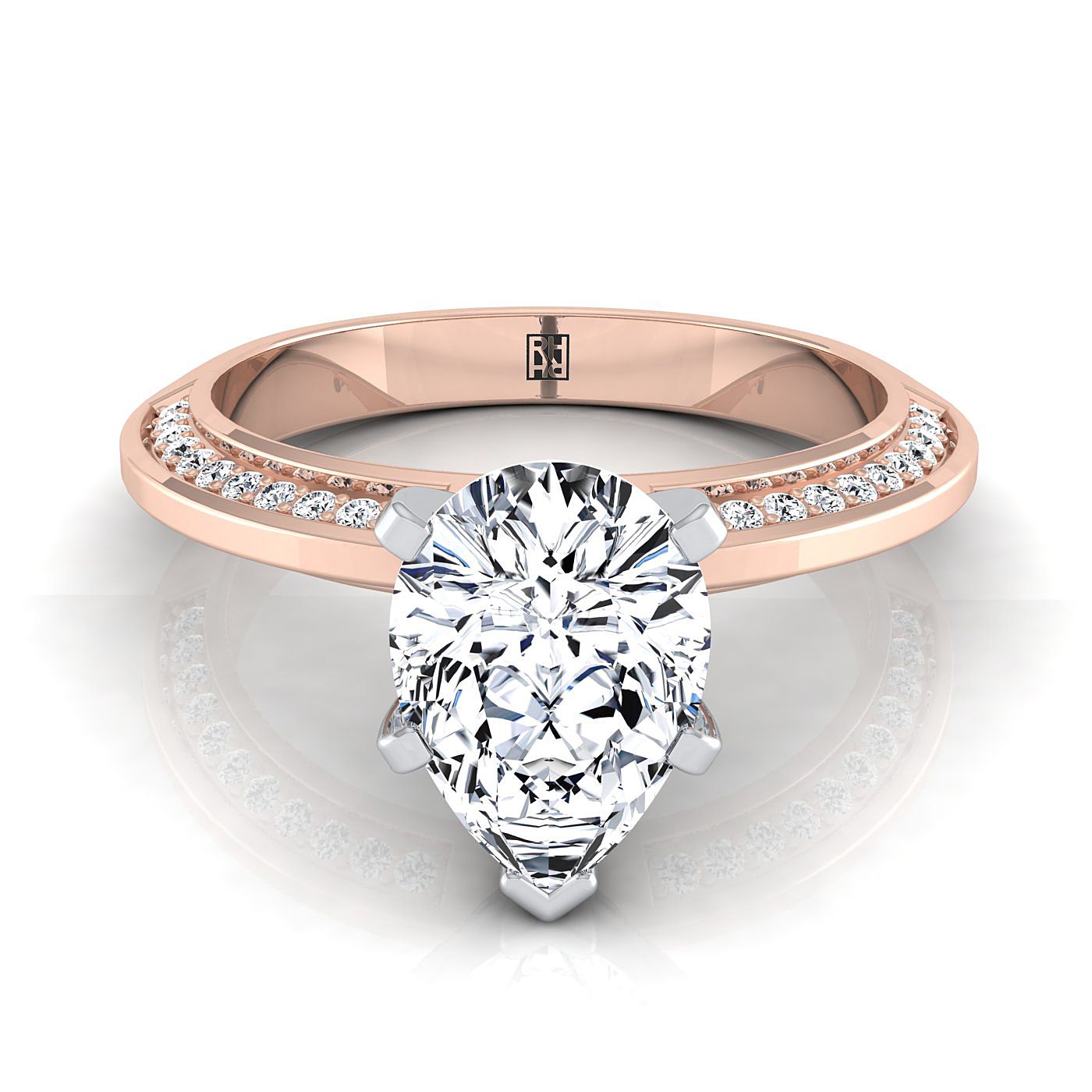 The Clover Select Pavé Engagement Ring with Lab Diamond in 14K Rose Gold - view 1