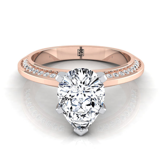 The Clover Select Pavé Engagement Ring with Lab Diamond in 14K Rose Gold - view 1
