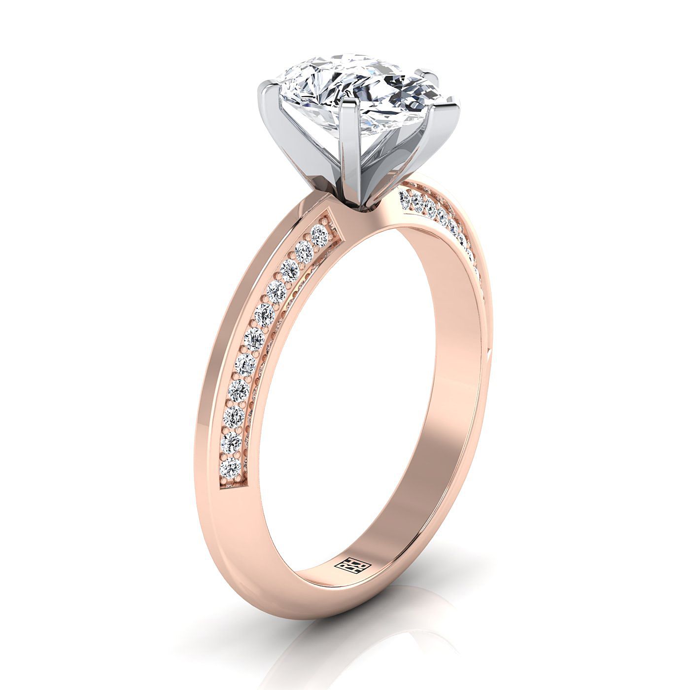 Select Knife Edge Pavé styling on The Clover pear engagement ring setting | RockHer